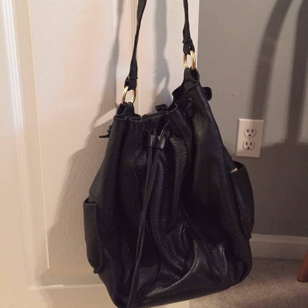 Black leather cross over purse